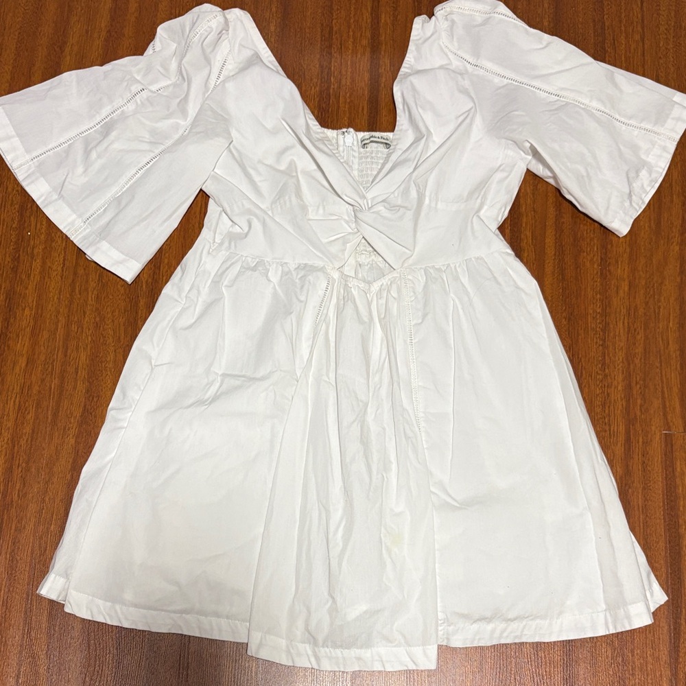 Abercrombie & Fitch White Cotton Knot-Front Dress